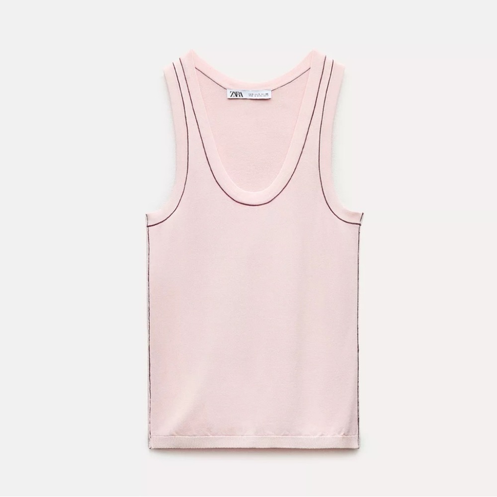 Zara BASIC KNIT TOP WITH CONTRASTING PIPING